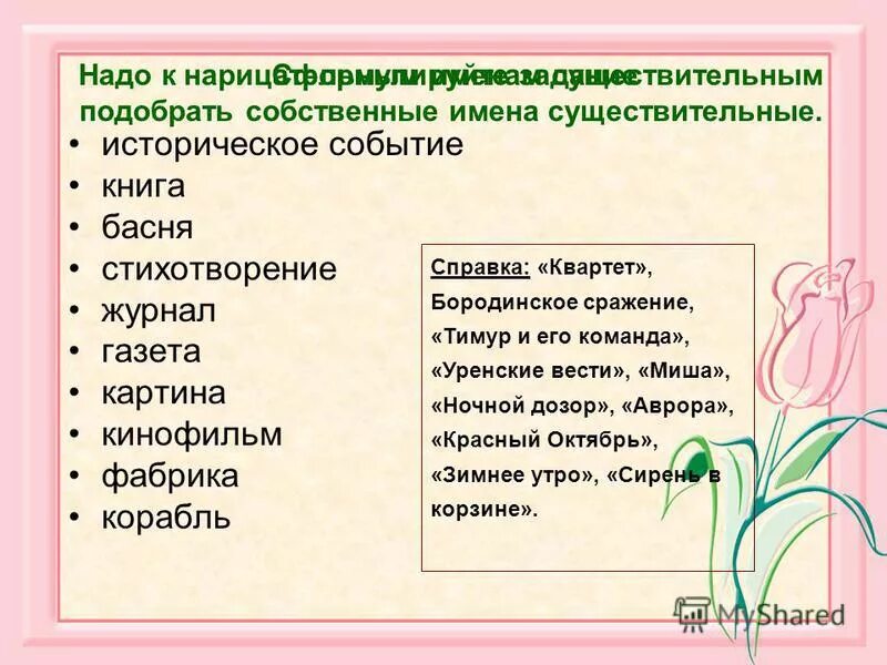 Подобрать к именам нарицательным имена собственные. Существительные названия исторических событий. стихотворение про имена собственные. подбери имена собственные. стих про имена собственные и нарицательные.