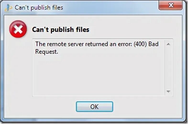 Server failed перевод на русский. 400 bad request. failed uploading files. write error in the file. remote server returned code 400.