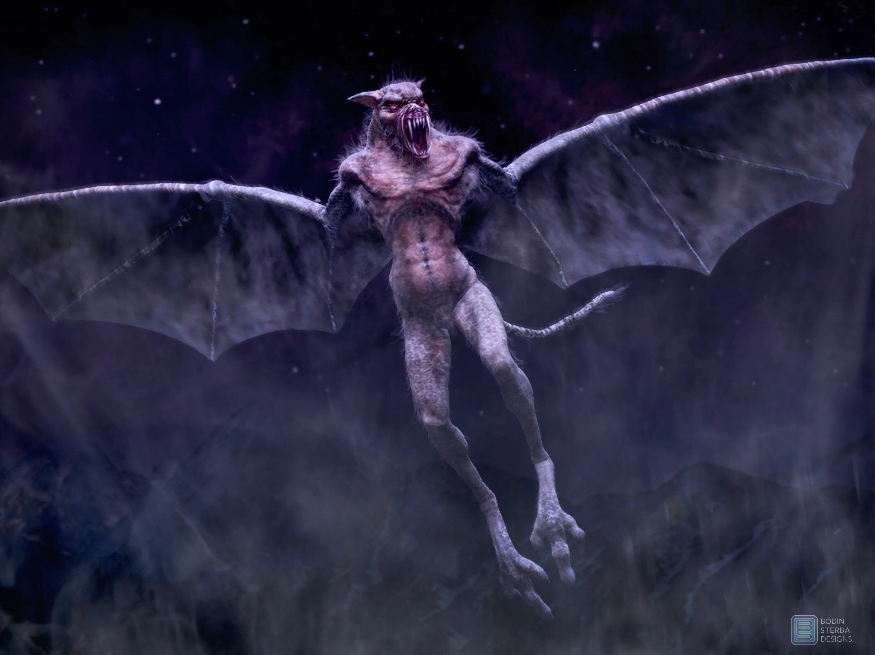 Крылатое чудовище. Нетопырь вампир монстр МУТАНТ. Демон летучая мышь Dark Souls.