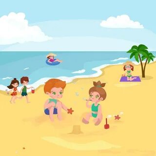 Children go to the beach