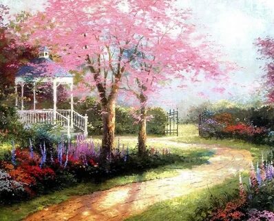 Best Pause Morning Dogwood by Thomas Kinkade - Paint by number - 40x50 cm -...