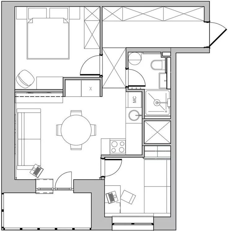 Купить 2-комнатную квартиру, 45 м² по адресу Новосибирск, Затулинский, улица Пет