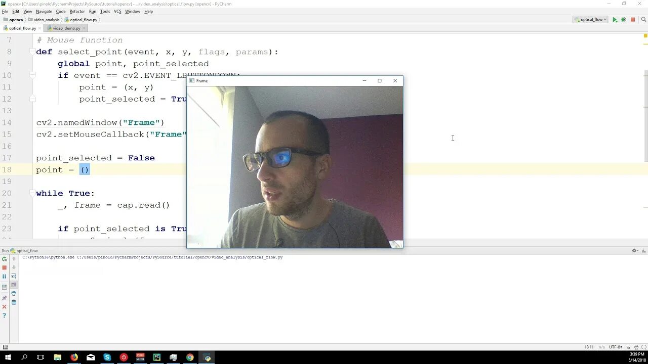 Selected video. Optical Flow в программирование. Optics Python. OPENCV Python git. Optical Flow.