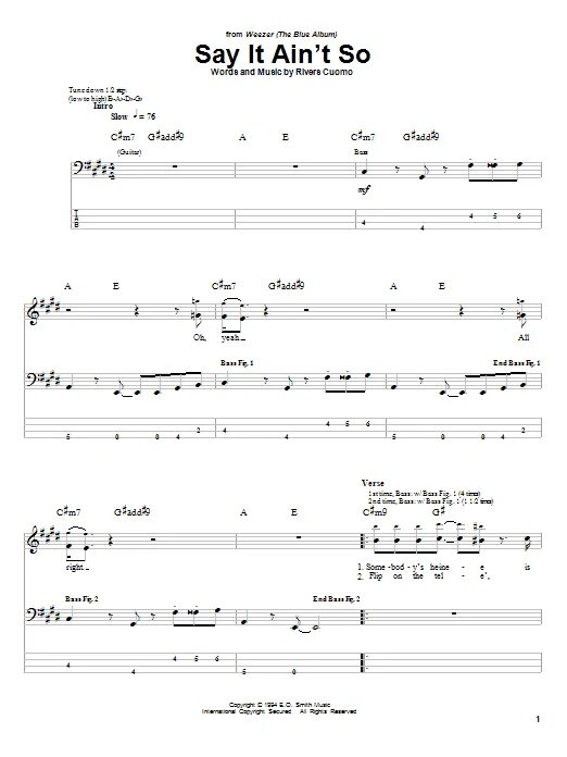 Say it isn t so. Say it ain&#039;t so, joe мюррей хэд. bass say say say. undone sweater song tabs.