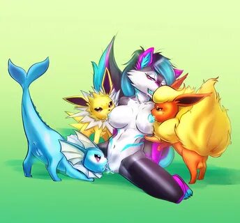 yozora, eeveelution, flareon, jolteon, vaporeon, nintendo, anthro, ass, bal...