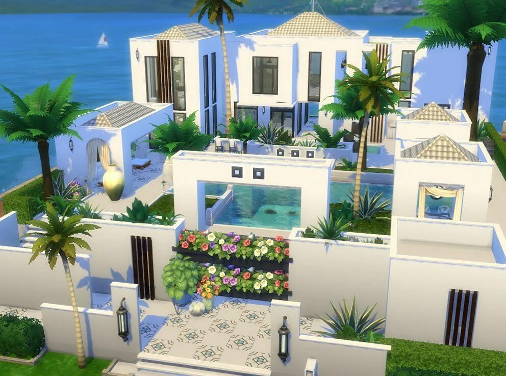 Найти игру вилла у моря. Симс 4 Средиземноморская вилла. Mediterranean House SIMS 4. Вилла в симс 4 на море. SIMS 4 вилла миллиардера.