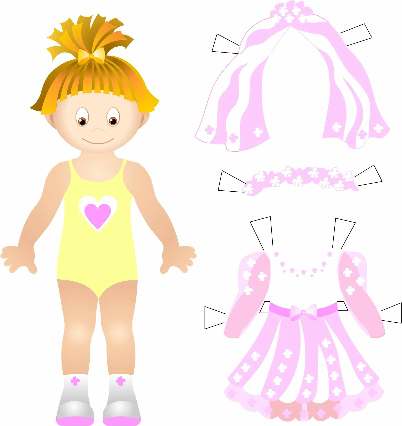 Paper Brunette Long Hair Doll Royalty Free Vector Image Бумажные куклы, Куколки,