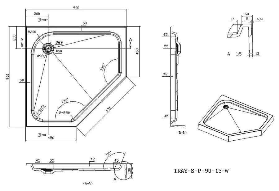 Душевой поддон схема. Поддон Cezares 90х90. Душевой поддон Cezares 100 x100 пятиугольный чертежи. Чертеж душевого поддона 80-80. Душевой поддон Cezares Tray-s-p-90-13-b 90x90.