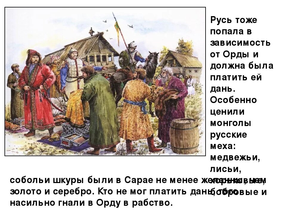 Вид дани в древней руси 4 буквы. Установление зависимости русских земель от орды. Установление зависимости Руси от золотой орды. Дань Руси золотой Орде. Установление зависимости русских земель и княжеств от орды.