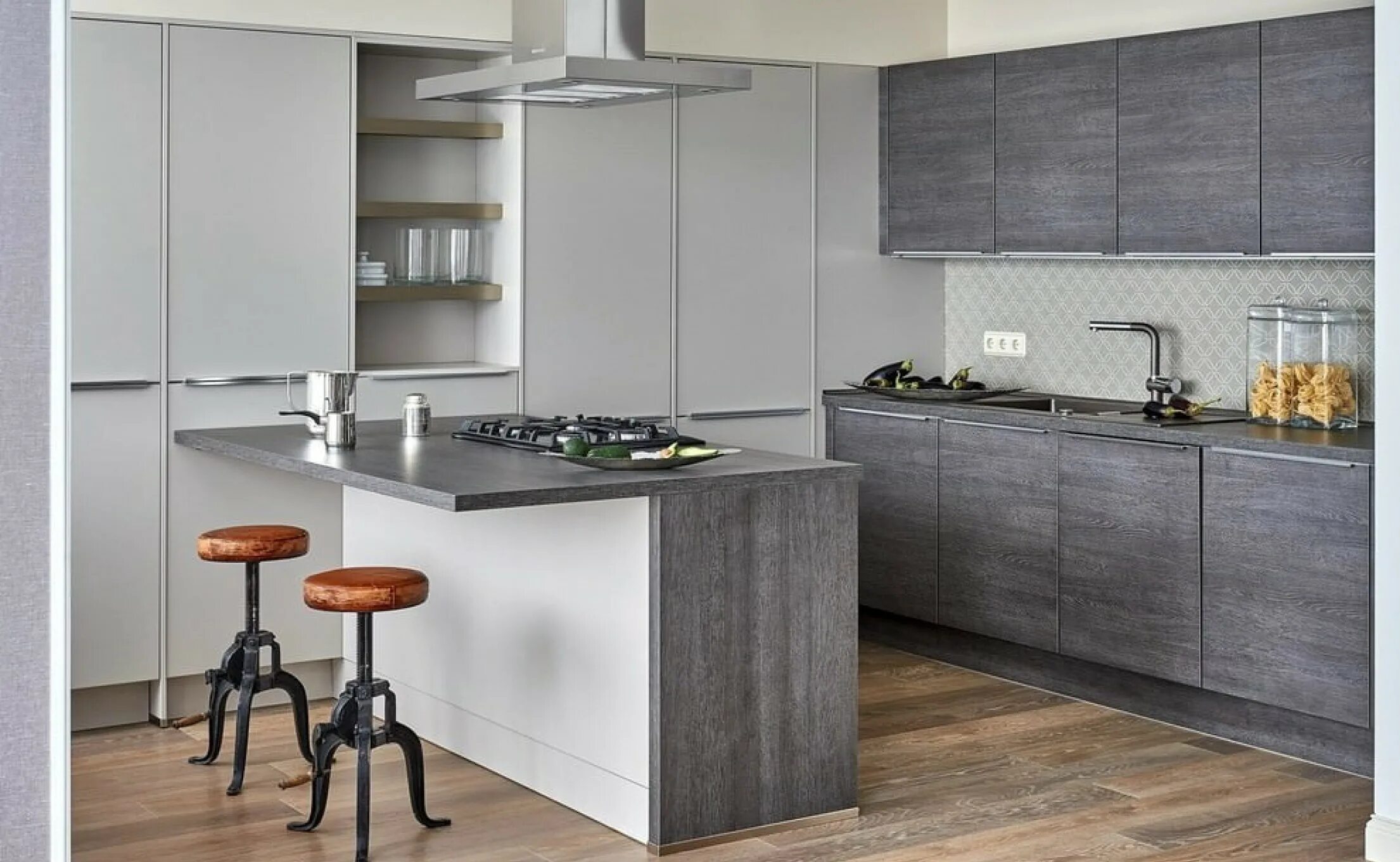 Интерьер В Серых Тонах: 150+ (Фото) Сочетаний Штор/ Обоев/ Пола Cuisine moderne,
