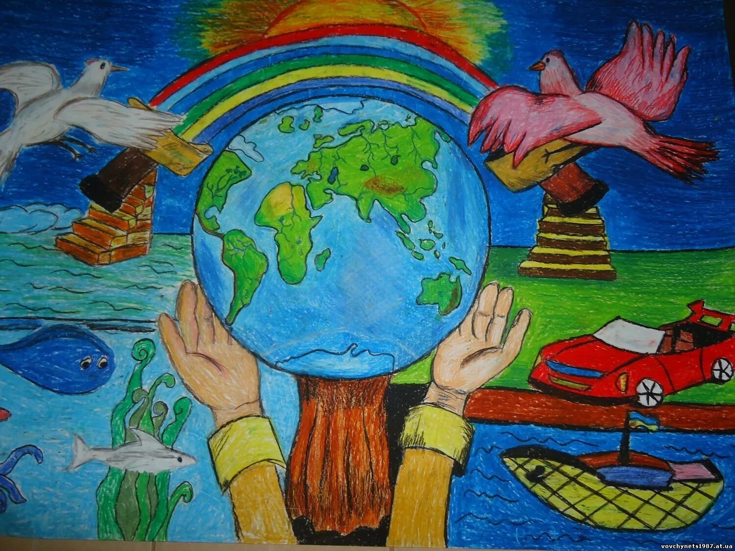 Планета земля для детей 3 4. Рисунок на тему мир. Мир глазами детей рисунки. Детский рисунок на тему день земли. Земля глазами детей.