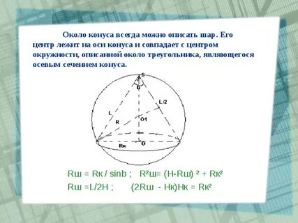 Около конуса описана сфера 28 2