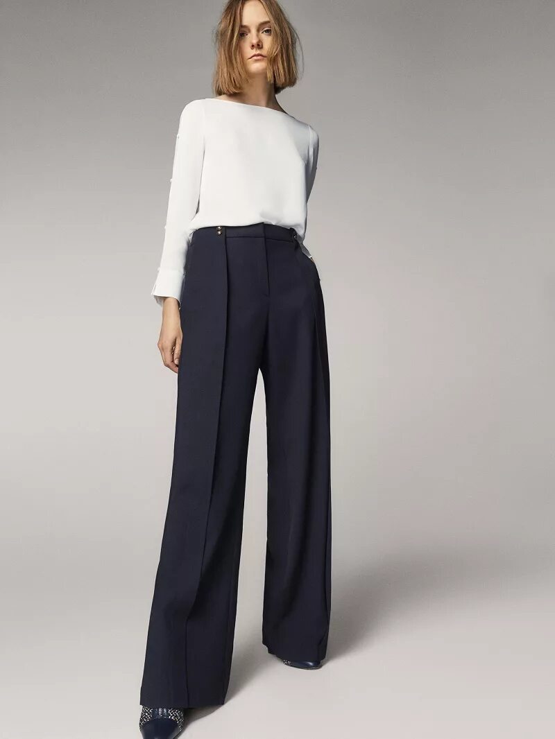 Брюки палаццо в 2025 году. Брюки палаццо massimo dutti. массимо дутти брюки женские 2025. massimo dutti широкие брюки. брюки палаццо massimo dutti синие.