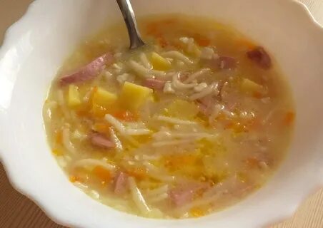 Суп с плавленным сыром и колбасой