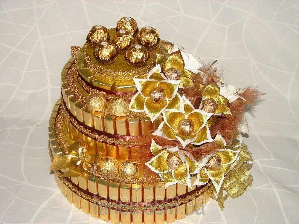 Как сделать подарок из конфет своими руками. Торт из конфет. подарочный торт из конфет. торт из конфет своими руками. подарок из конфет для женщины.