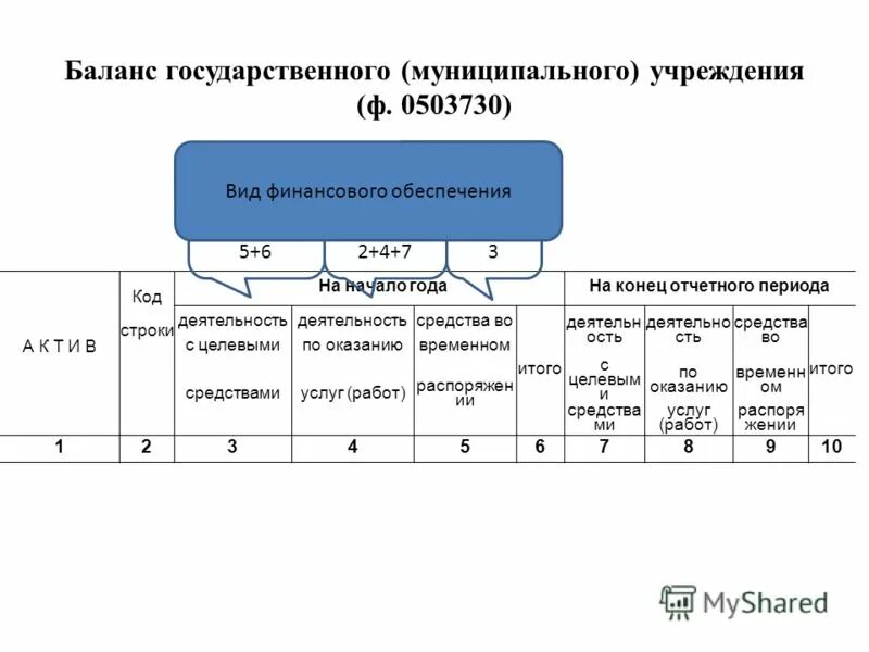 Муниципальное учреждение баланс