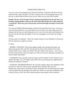 Freedom Writers Essay - Freedom Writers Essay