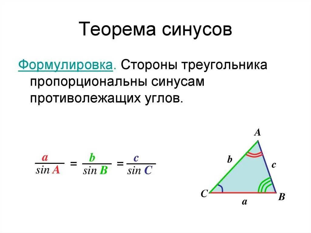 Углы треугольника теория. Формулировка теоремы синусов 9 класс. Сформулировать теорему синусов. Теорема синусов и косинусов 9 класс формулировка. Теорема синусов для треугольника 9 класс.