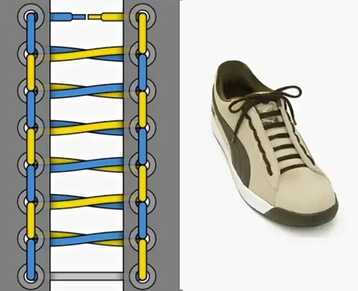 Как завязать шнурки на кроссовках 6 дырок