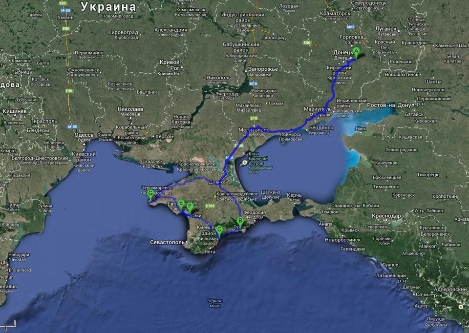 Сколько от донецка до крыма. Дорога от донецка до крыма. маршрут от крыма до донецка. расстояние от крыма до донецка на карте.