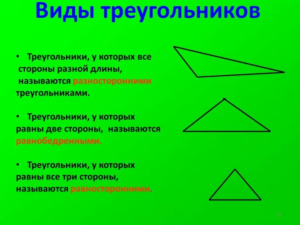 Разносторонние и равнобедренные треугольники 3 класс