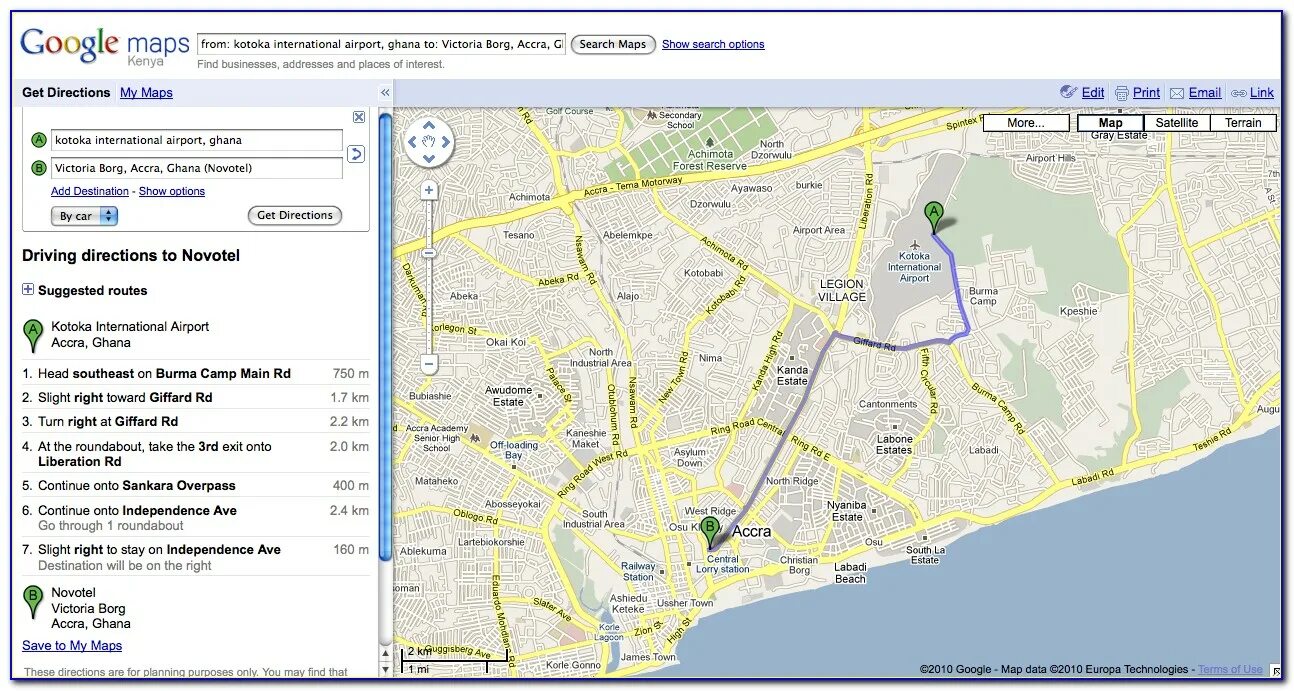 Google maps driving