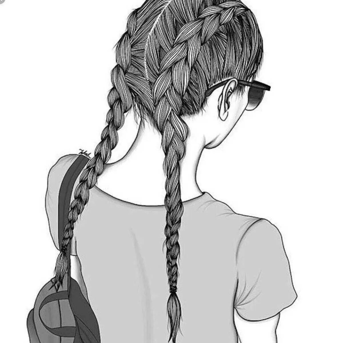 Рисунки для девочек. Рисунки для девочек. Девушка с косами рисунок. Рисунок девочки с косичками. Рисунки для девочек.