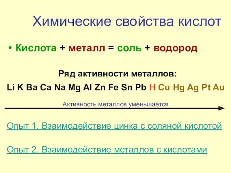 Общие свойства кислот. Физические свойства кислот. Физ свойства кислот. Химические свойства металлов.