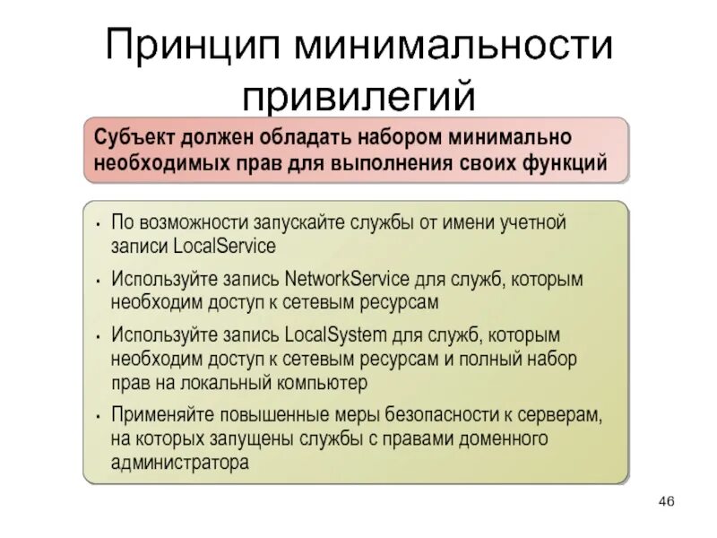 Привилегии субъекта. Привилегии субъекта