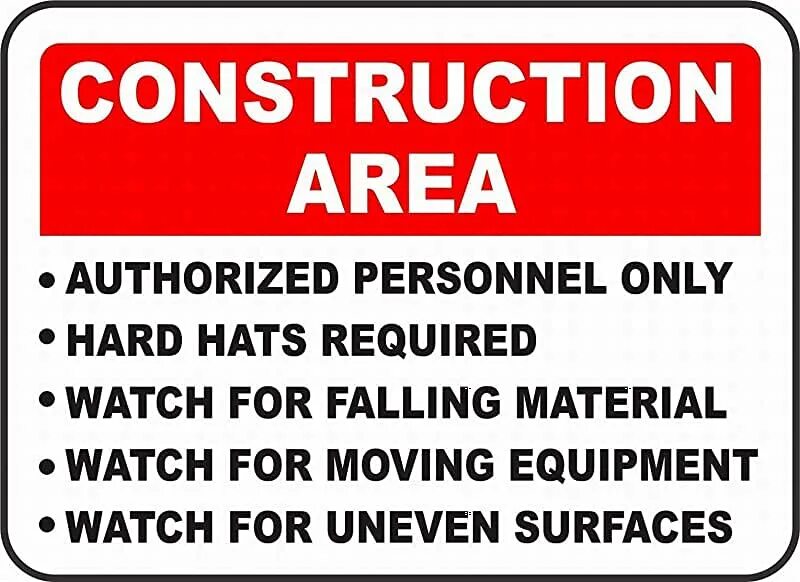 Only hard. Construction sign. hard hat area signs construction site. safety rules in construction. vehicle safety regulations in construction.