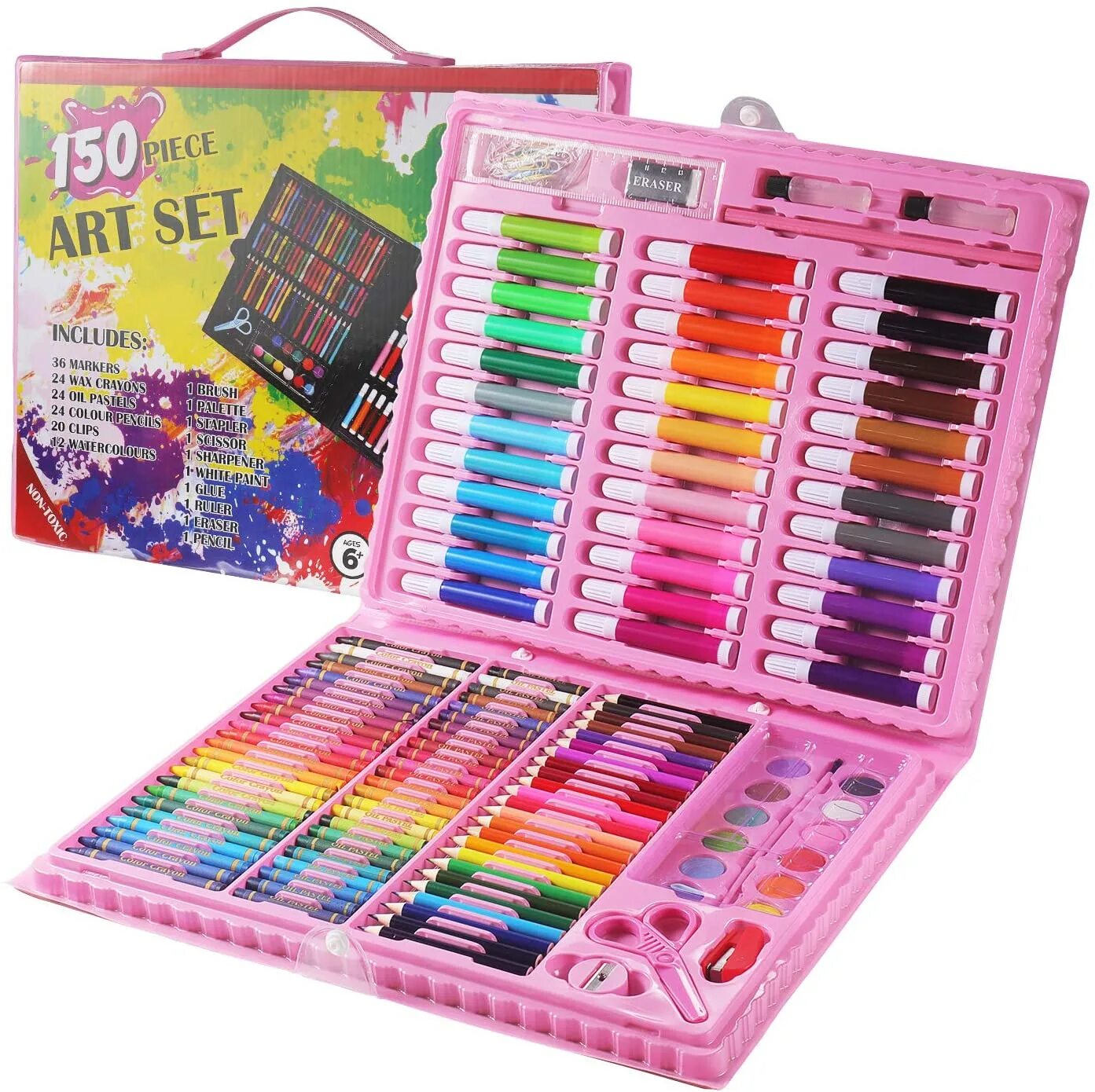 Art set. Художественный набор art set 150шт. набор для рисования в чемоданчике art set 150 предметов. чемоданчик набор юного художника для рисования art set 150 предметов. художественный набор чемоданчик 150 предметов розовый.