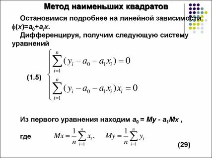 Решение уравнений методом наименьших квадратов