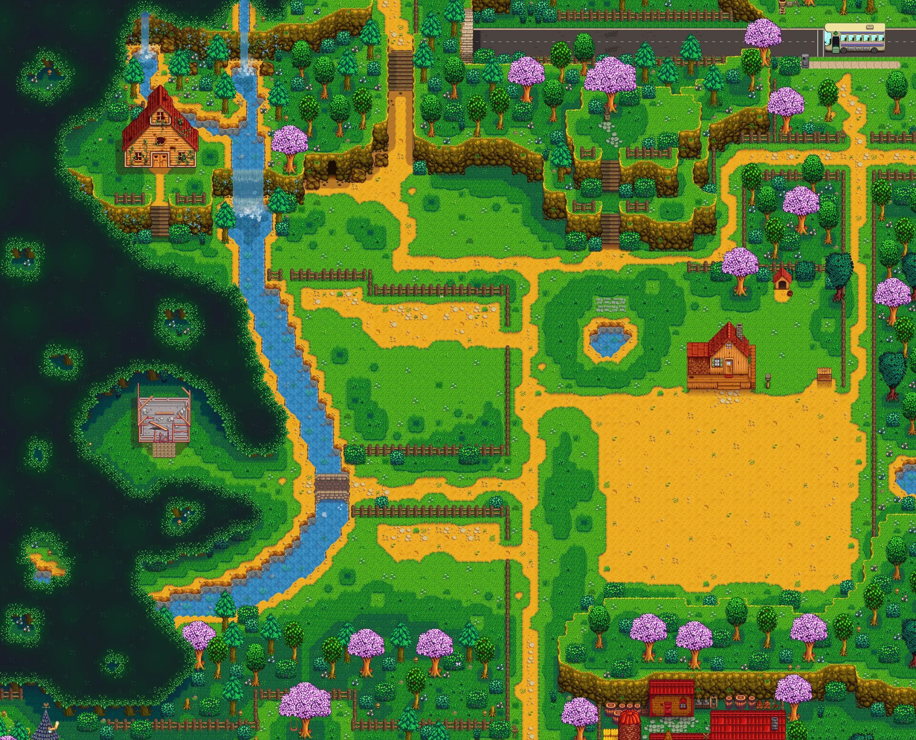 Started village. Stardew Valley Дедушкина ферма. Лесная ферма Stardew Valley. Карта Лесной фермы Stardew Valley. Стардью Валлей ферма в глуши.