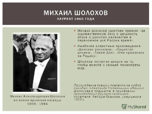 Почему нет нобелевской по математике. Шолохов получает нобелевскую премию. шолохов лауреат нобелевской премии по литературе.