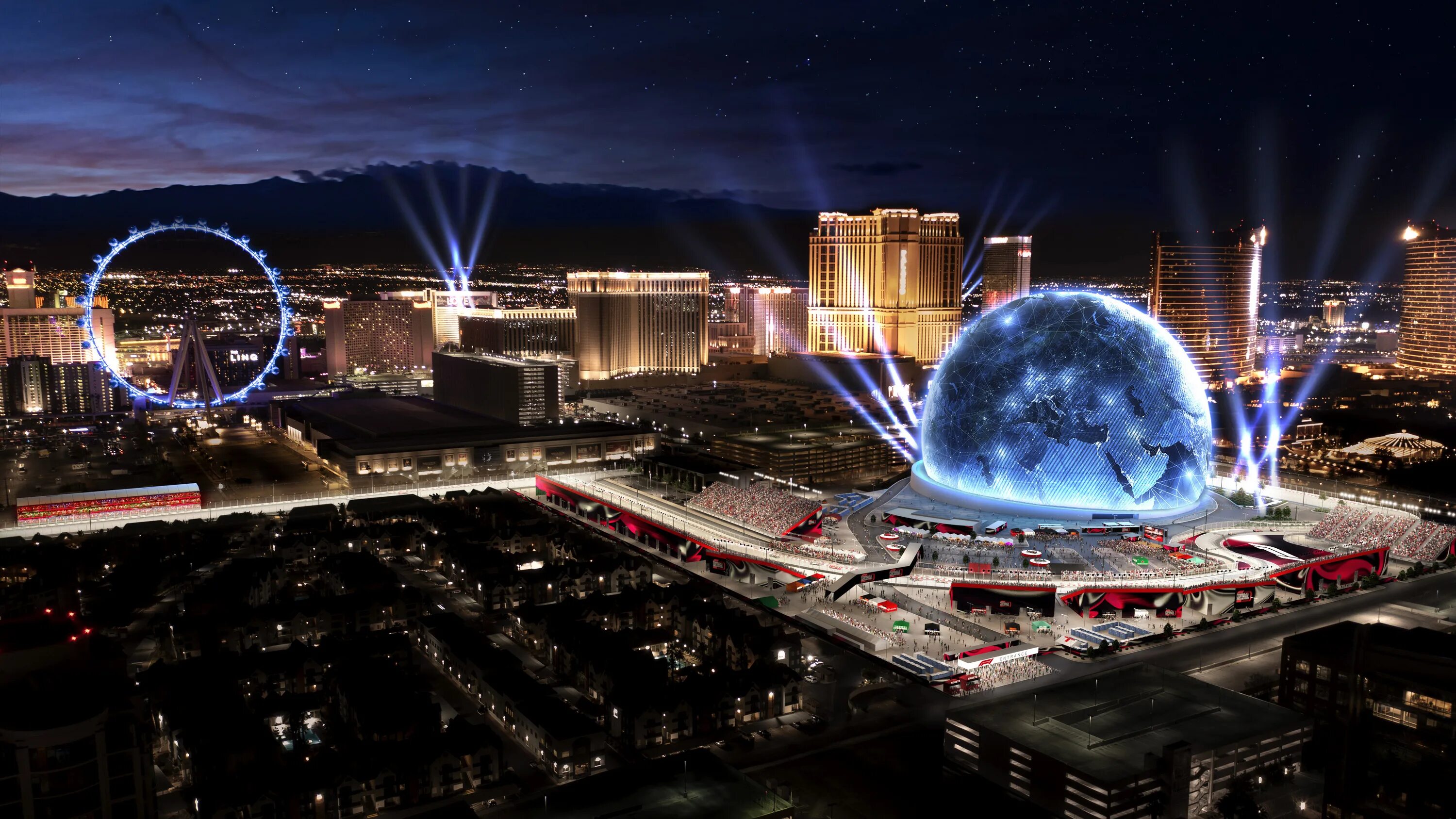 Гран при Лас Вегас 2023 трасса. Las Vegas Grand prix. Арена сфера в Лас Вегасе. Трасса формулы 1 в Лас Вегасе. Vegas grand vegasgrand5