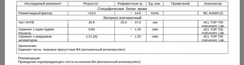 Скрининговый тест с ядом гадюки рассела