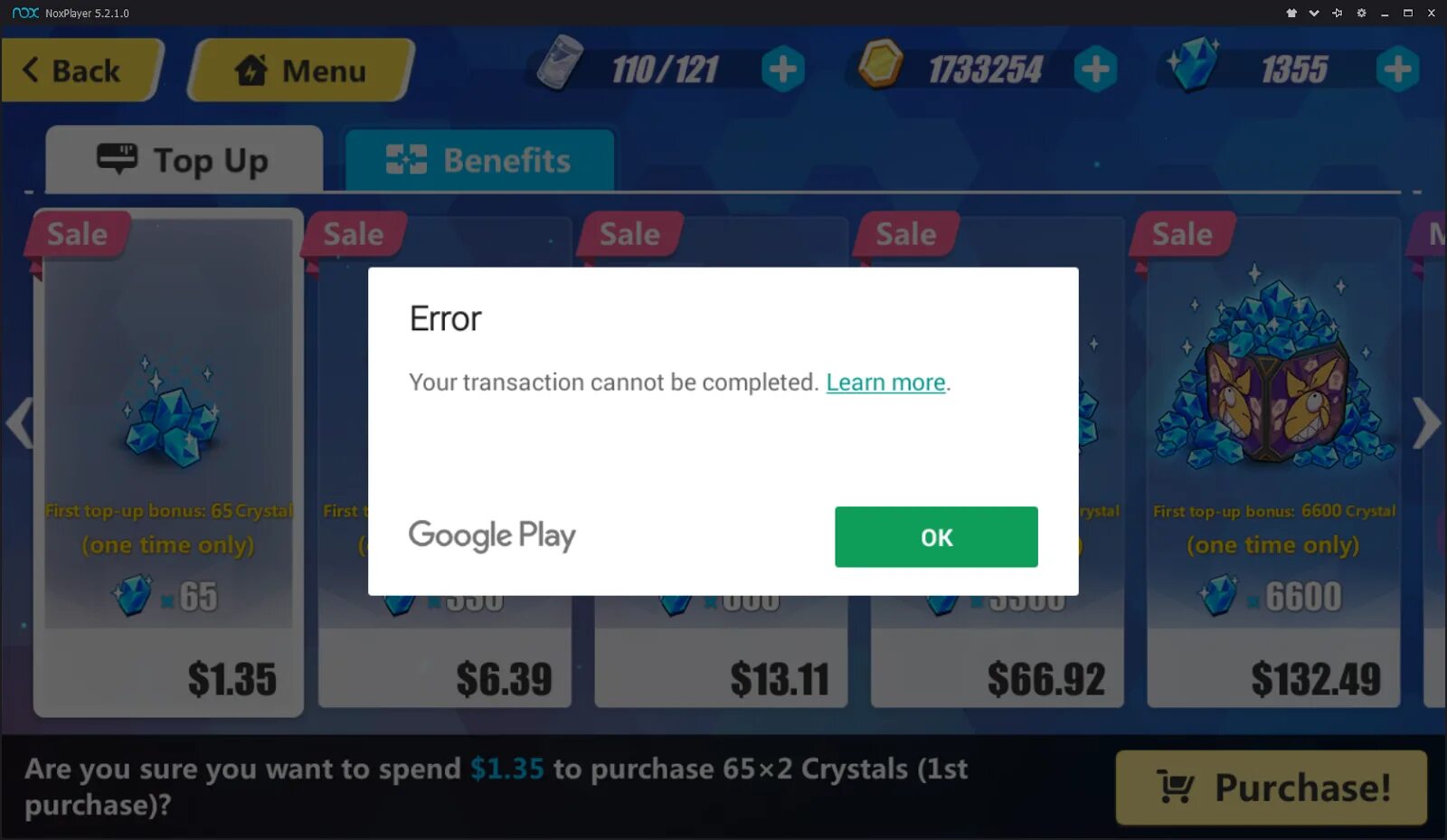 Error completing your purchase