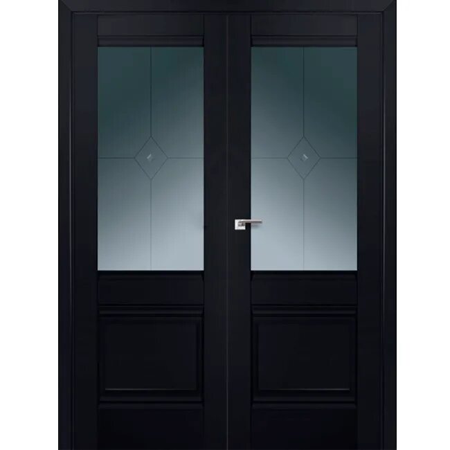 Черные двери со стеклом. Двери двустворчатые 2x400мм. Распашная дверь Баден 02. 80 LK профиль Дорс. Двустворчатые двери profil Doors.