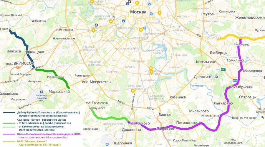 Южно лыткаринская автодорога на карте схема расположения Строительство Новолыткаринского шоссе в Подмосковье идёт в графике