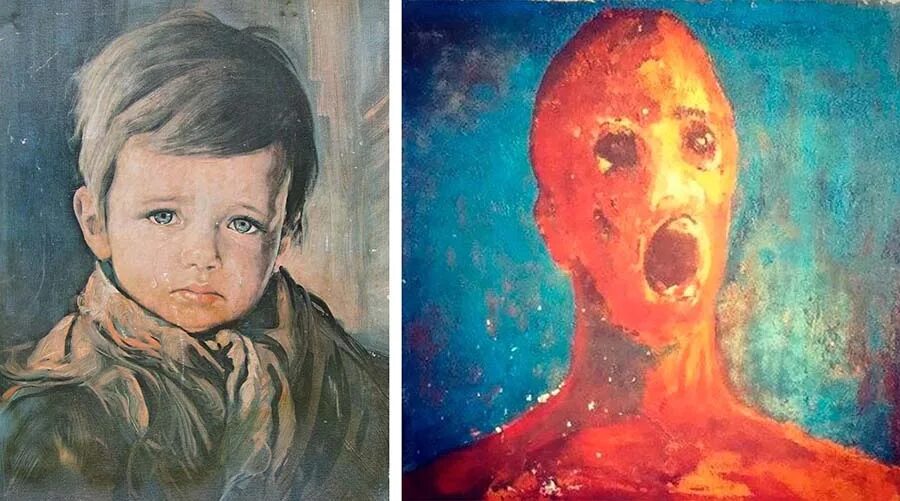 Билл Стоунхем – «руки противятся ему» (1972). Джованни Браголин – «Плачущий мальчик» (1950-е). Проклятые картины Билл Стоунхэм. Билл Стоунхэм руки противятся ему картина.