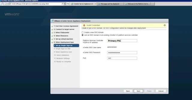 Invalid credentials or imap is disabled. Авторизация в vcenter. консоль безопасности sso па в систему. invalid domain. sso-6 размеры.