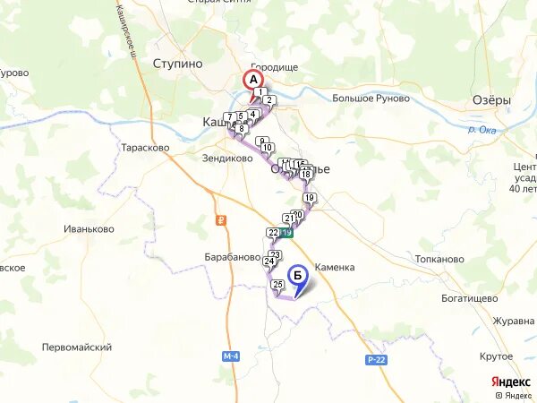 Расстояние до ступино московская область
