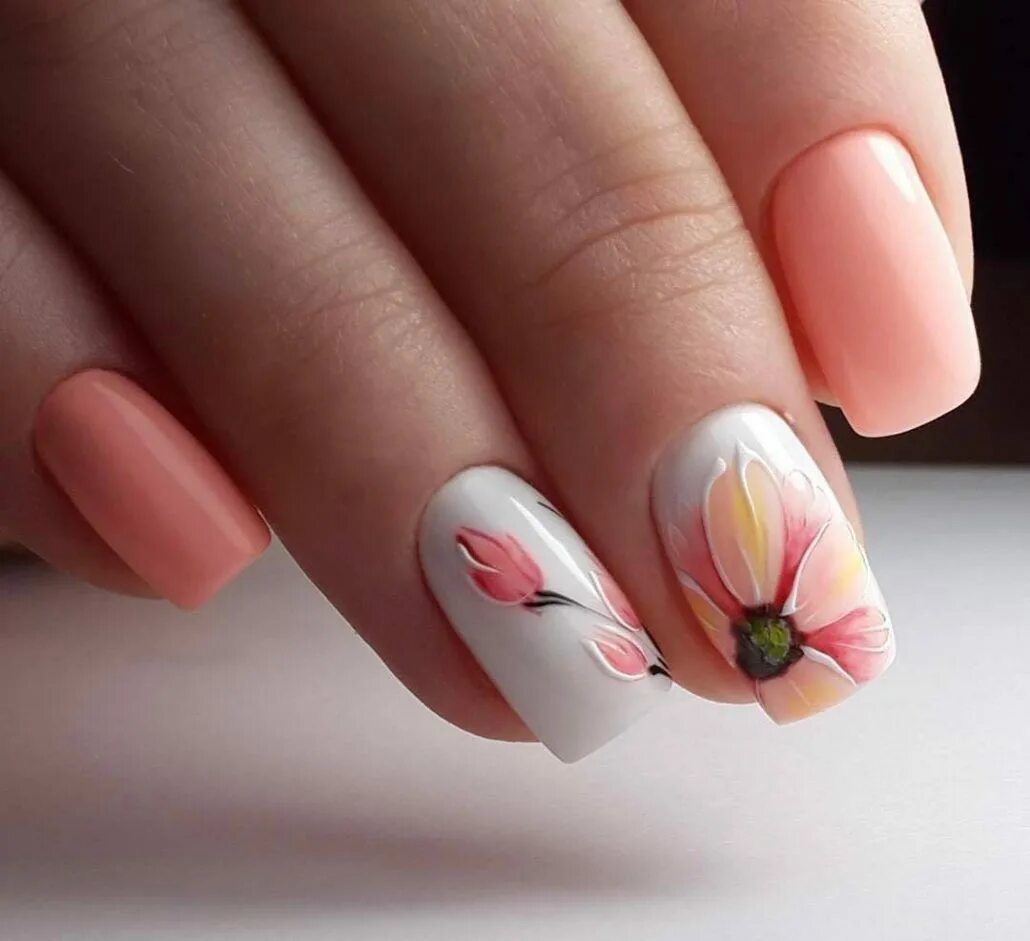 Дизайн ногтей фото март. Весенние ногти. Маникюр ч цветами. Ногти с цветочками.