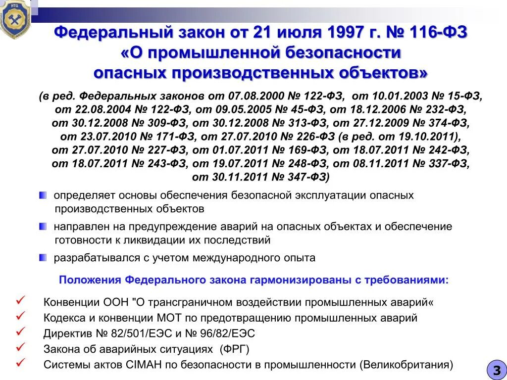 Изменения в фз 116. ФЗ 116. Федеральный закон. Федеральный закон 116. ФЗ «О промышленной безопасности опасных производственных объектов».