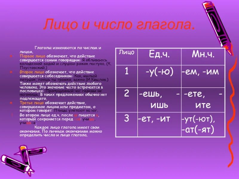 Восходит какое лицо. Лицо и число глагола. Как определить число глагола. Как определить числа й глагола. Как определить лицо глагола.