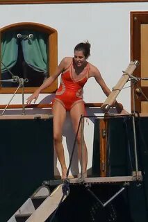 Charlotte Casiraghi in Swimsuit on a boat 'Le Pacha III' in St. T...