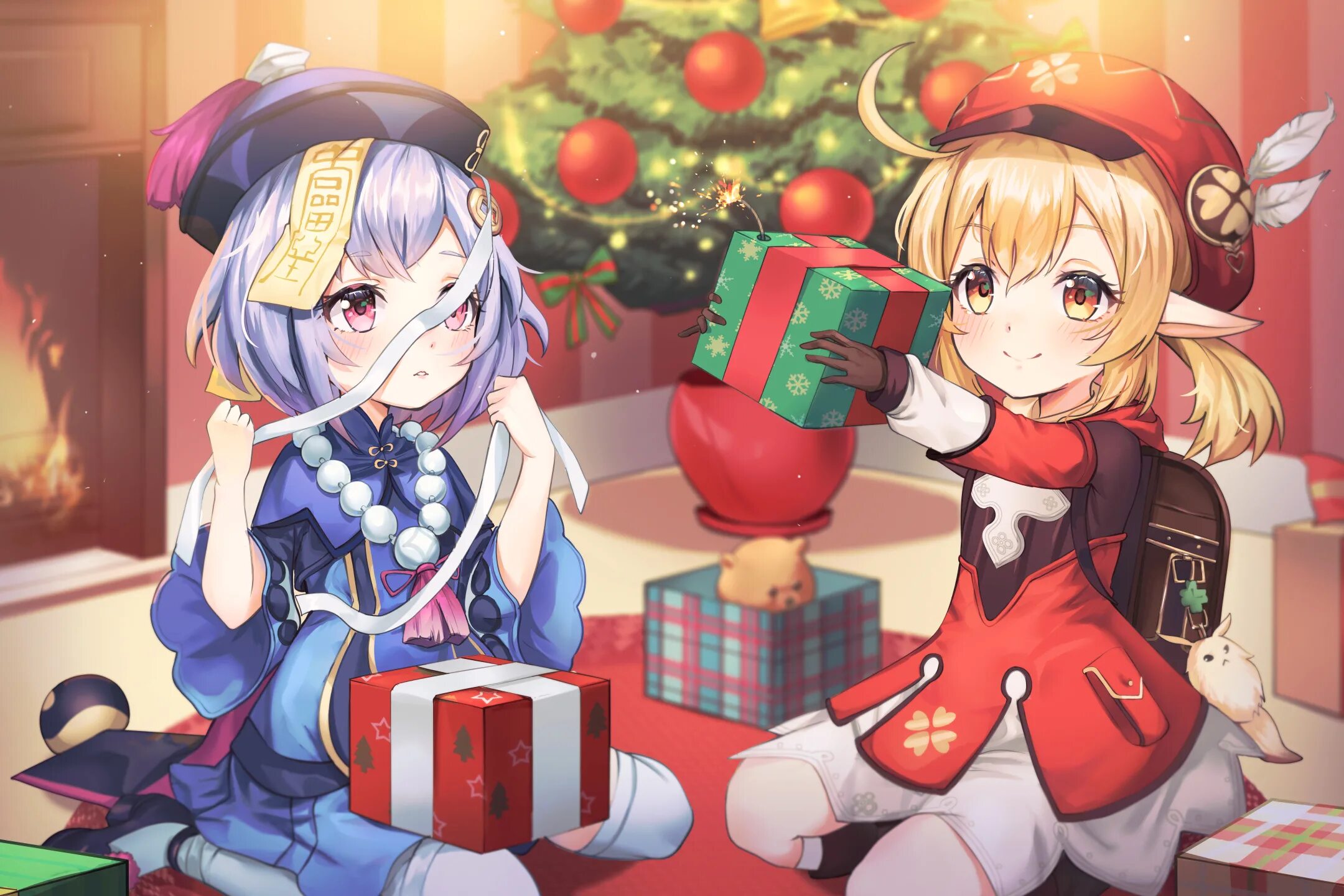 Геншин импакт рождество. Ноэль геншин арты новогодние. Новогодние арты геншин. Аниме геншин. Тарталья арты новогодние.