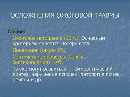 Осложнения ожогов