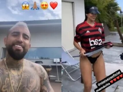 Com camisa do Flamengo, esposa de Vidal dança funk e jogador manda recado n...
