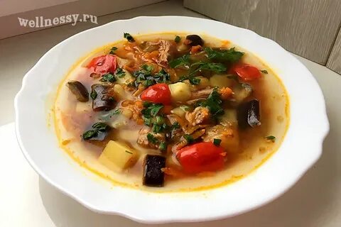 Простой суп с баклажанами